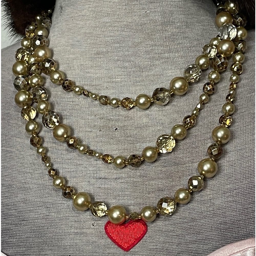 Vintage Triple Strand Beaded Necklace
